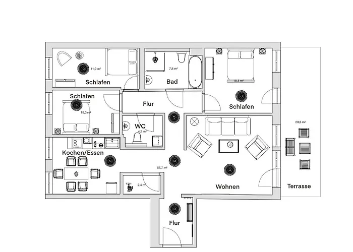 شقة Pineapple - Altstadt I - 117qm - 1x Free Parking