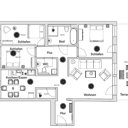 Lejlighed Pineapple - Altstadt I - 117qm - 1x Free Parking
